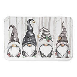 Designs Direct 21" x 34" Winter Forest Gnomes Bath Mat in Grey