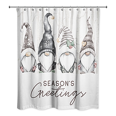 Designs Direct 71-Inch x 74-Inch Seasons Greetings Gnomes Shower Curtain in White. View a larger version of this product image.
