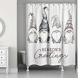 Designs Direct 71-Inch x 74-Inch Seasons Greetings Gnomes Shower Curtain in White