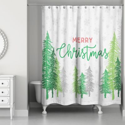 Christmas Snowman with Xmas Tree ON Winter Fabric Bathroom Shower Curtain 71Inch 
