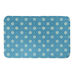 Designs Direct 21" x 34" Simple Snowflake Dot Bath Mat in Blue
