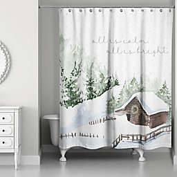 Designs Direct 71-Inch x 74-Inch Snowy Cabin Shower Curtain in Green