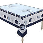 Alternate image 1 for Laural Home Happy Hanukkah Tablecloth in White/Light Blue