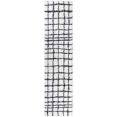 Arenal Grid Shag White/Black 2&#39; X 10&#39; Runner. View a larger version of this product image.