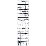Arenal Grid Shag White/Black 2&#39; X 10&#39; Runner