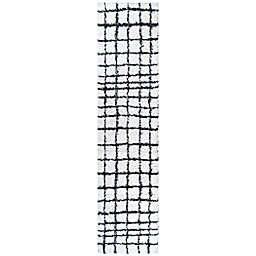 Arenal Grid Shag White/Black 2' X 8' Runner