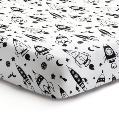 Norani&reg; Space Organic Cotton Fitted Crib Sheet in Black/White