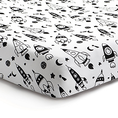Norani&reg; Space Organic Cotton Fitted Crib Sheet in Black/White. View a larger version of this product image.