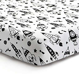 Norani® Space Organic Cotton Fitted Crib Sheet in Black/White
