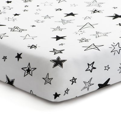 Norani&reg; Stars Organic Cotton Fitted Crib Sheet in Black/White