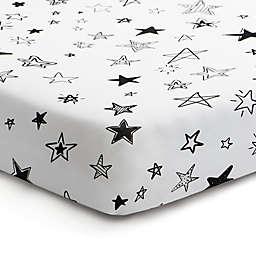 Norani&reg; Stars Organic Cotton Fitted Crib Sheet in Black/White
