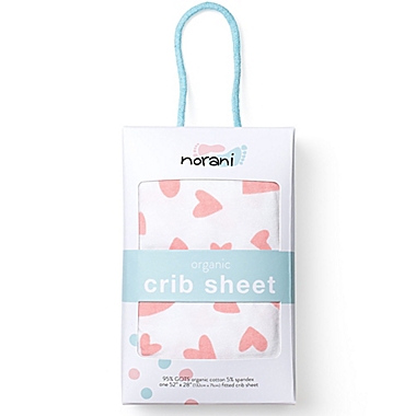 Norani&reg; Organic Cotton Fitted Crib Sheet in Pink Hearts. View a larger version of this product image.