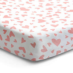 Norani® Organic Cotton Fitted Crib Sheet in Pink Hearts