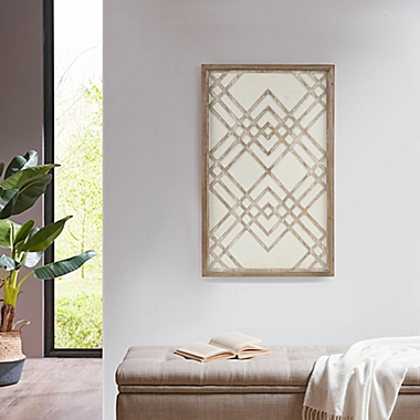 Madison Park&reg; Exton 20-Inch x 32-Inch Geo Carved Wood Panel Wall Decor in Natural/White. View a larger version of this product image.