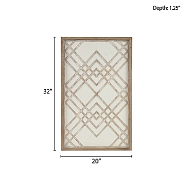 Madison Park&reg; Exton 20-Inch x 32-Inch Geo Carved Wood Panel Wall Decor in Natural/White. View a larger version of this product image.