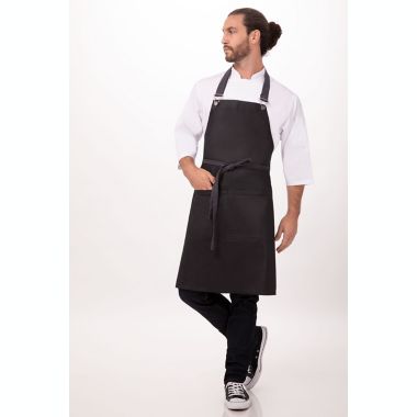 Chef Works&reg; Boulder Denim Bib Apron in Black/Purple. View a larger version of this product image.