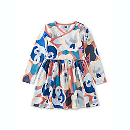 Tea Collection Size 2T Bloom in Blue Wrap Neck Dress