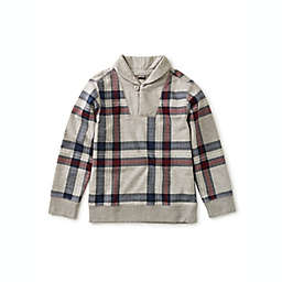 Tea Collection Plaid Shawl Collar Popover in Grey
