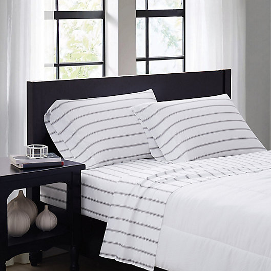Alternate image 1 for Truly Soft® Ticking Stripe 180-Thread-Count Twin XL Sheet Set
