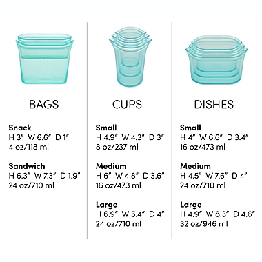 Zip Top&trade; 8-Piece Reusable Food Storage Set in Teal. View a larger version of this product image.