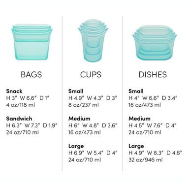 Zip Top&trade; 8-Piece Reusable Food Storage Set in Teal. View a larger version of this product image.
