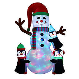 National Tree Company® 8-Foot Inflatable Snowman Christmas Lawn Decoration in White/Red