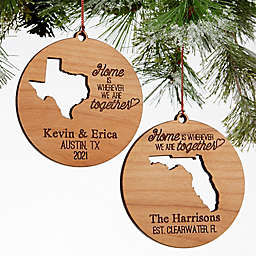 State of Love Wood Christmas Ornament