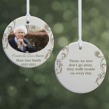 In Loving Memory Photo Memorial 2-Sided Glossy Christmas Ornament. View a larger version of this product image.