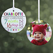 2-Sided Baby&#39;s First Christmas Age Glossy Christmas Ornament