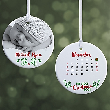 Baby&#39;s 1st Christmas Calendar 2-Sided Glossy Christmas Ornament. View a larger version of this product image.