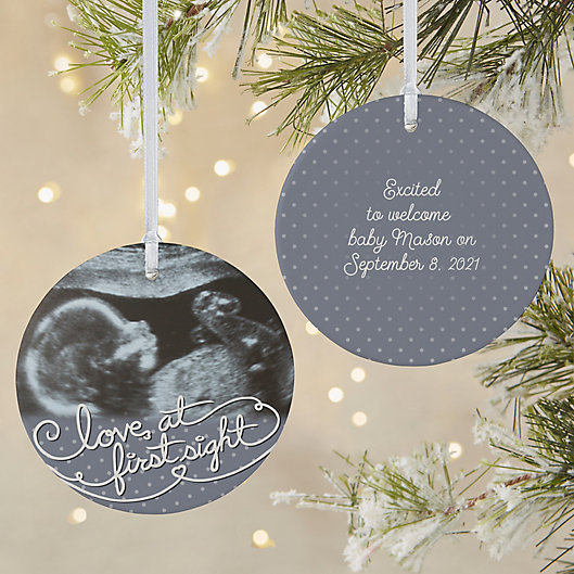 Alternate image 1 for Our Sonogram 2-Sided Glossy Photo Christmas Ornament