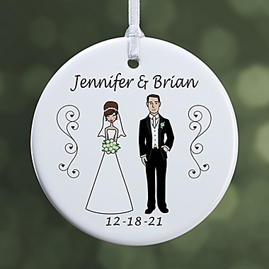 Wedding Party Characters 1-Sided Glossy Christmas Ornament. View a larger version of this product image.