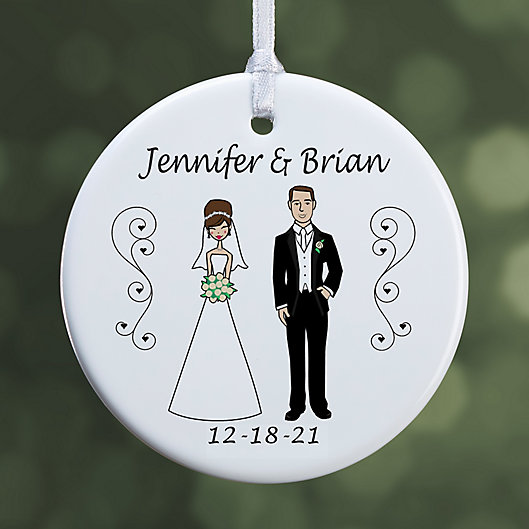 Alternate image 1 for Wedding Characters 1-Sided Glossy Christmas Ornament