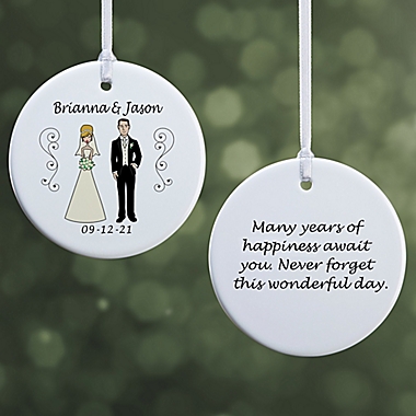 Wedding Party 2-Characters 2-Sided Glossy Christmas Ornament. View a larger version of this product image.