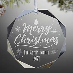 Merry Christmas Premium Octagon Engraved Christmas Ornament