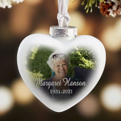 Memorial Photo Deluxe Heart Christmas Ornament