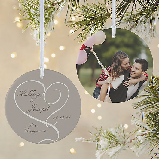 Alternate image 1 for Our Engagement 2-Sided Matte Christmas Ornament