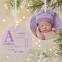 2-Sided Matte All About Baby Personalized Birth Ornament- Large