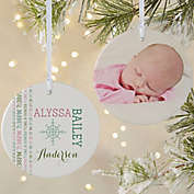 2-Sided Matte Darling Baby Photo Personalized Ornament- Large