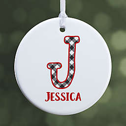 1-Sided Glossy Farmhouse Christmas Monogram Personalized Ornament- Small
