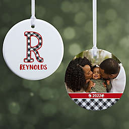 2-Sided Glossy Farmhouse Christmas Monogram Personalized Ornament- Small