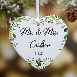 1-Sided Glossy Laurels of Love Personalized Wedding Ornament- Small