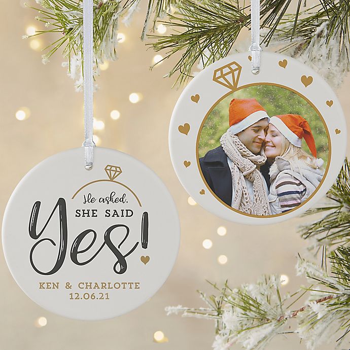 Alternate image 1 for He Asked, She Said Yes Personalized Ornament