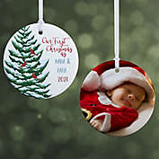 2-Sided Glossy Grandparent&#39;s 1st Christmas Personalized Ornament-Small