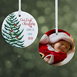 2-Sided Glossy Grandparent's 1st Christmas Personalized Ornament-Small