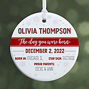 The Day You Were Born Personalized 1-Sided Glossy Christmas Ornament