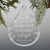 Memorial Engraved Teardrop Christmas Ornament.
