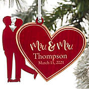 Mr. &amp; Mr. Wedding Couple Personalized Wood Christmas Ornament