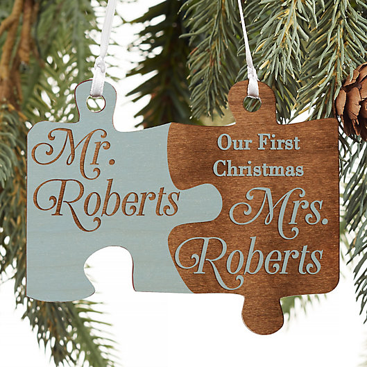 Alternate image 1 for Mr. & Mrs. Personalized Wedding Wood Ornament Collection