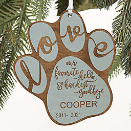 Hardest Goodbye Pet Memorial Personalized Ornament in Blue Stain